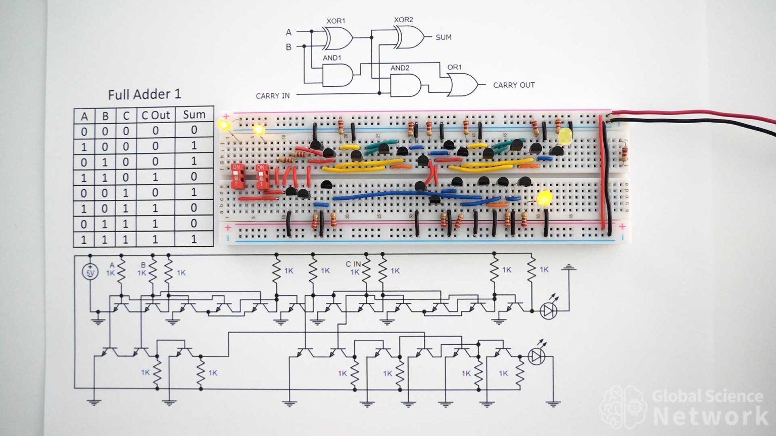 Full Adder | Logic Gates Built with Transistors